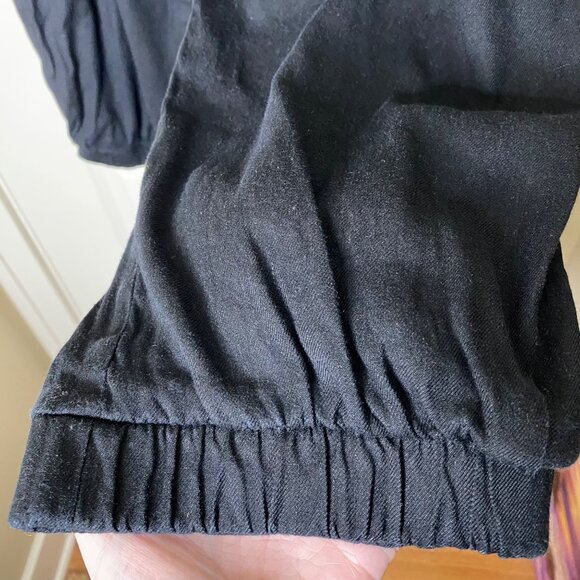 Express Women’s XL High Rise Ankle Pants Black Linen Blend Joggers Pull On - Picture 7 of 10